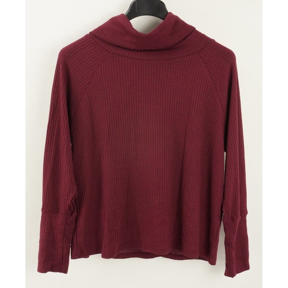 New Bobeau Women's‎ Size M Burgundy Lightweight Waffle Knit Dolman Cowl Sweater